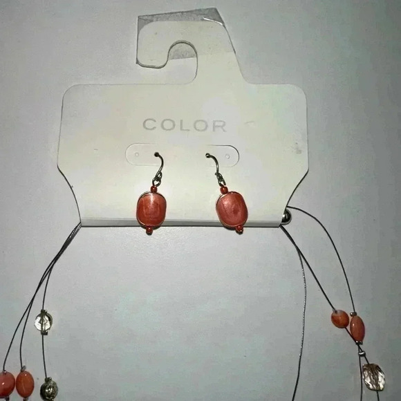 Kohl's Color Women's Necklace Set Coral OS with earrings NEW! - Picture 5 of 7